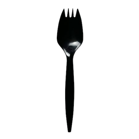 Boardwalk Mediumweight Polypropylene Cutlery, Spork, Black, 1000PK BWKSPORKBLPP
